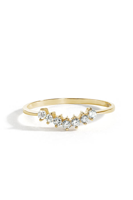 9ct Yellow Gold Cubic Zirconia Dainty Wishbone Ring