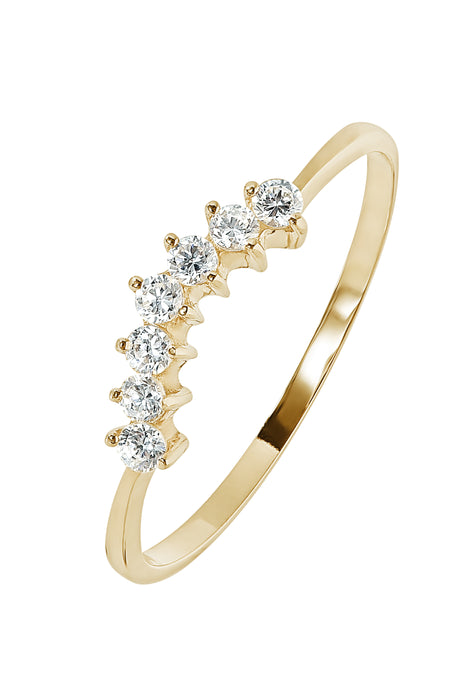 9ct Yellow Gold Cubic Zirconia Dainty Wishbone Ring