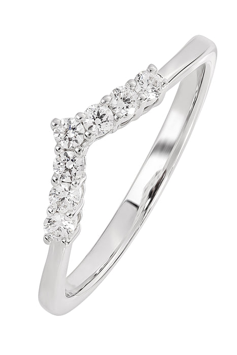 9ct White Gold 0.16ct Diamond Wishbone Ring