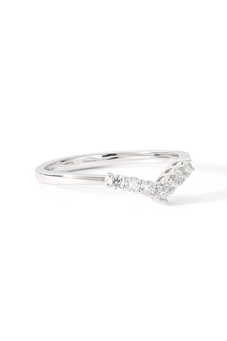 9ct White Gold 0.16ct Diamond Wishbone Ring