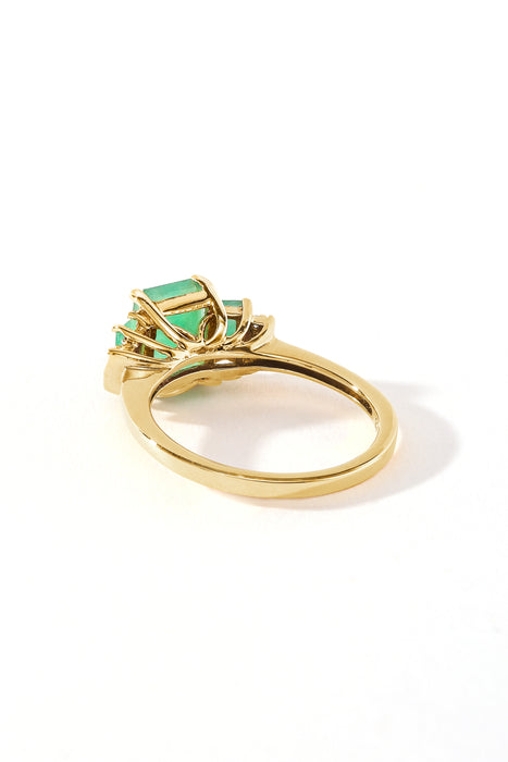 9ct Yellow Gold Emerald & Diamond Trilogy Ring