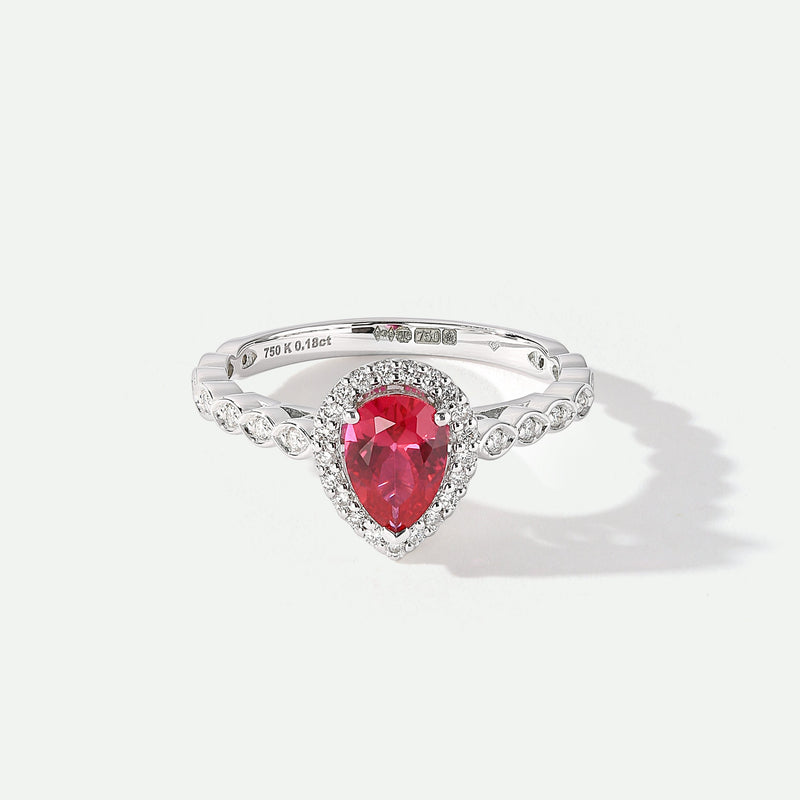 Lyra | 18ct White Gold 0.12ct tw Lab Grown Diamond and Created Ruby Vintage Ring