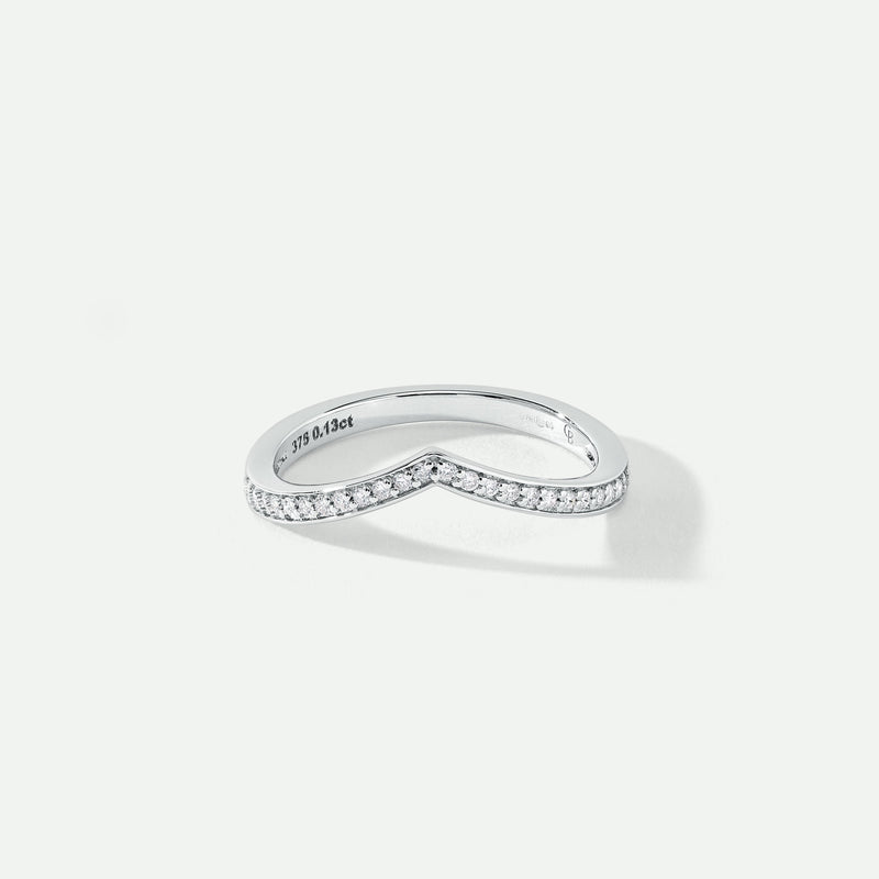 Mayu | 9ct White Gold 0.12ct tw Lab Grown Diamond Wishbone Wedding Band