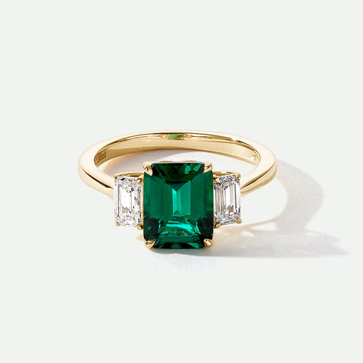 Murphy - 18ct Yellow Gold Created Emerald and Lab Grown Diamond Ring - image 1
