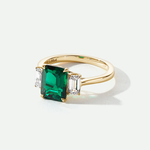 Murphy - 18ct Yellow Gold Created Emerald and Lab Grown Diamond Ring - image 2