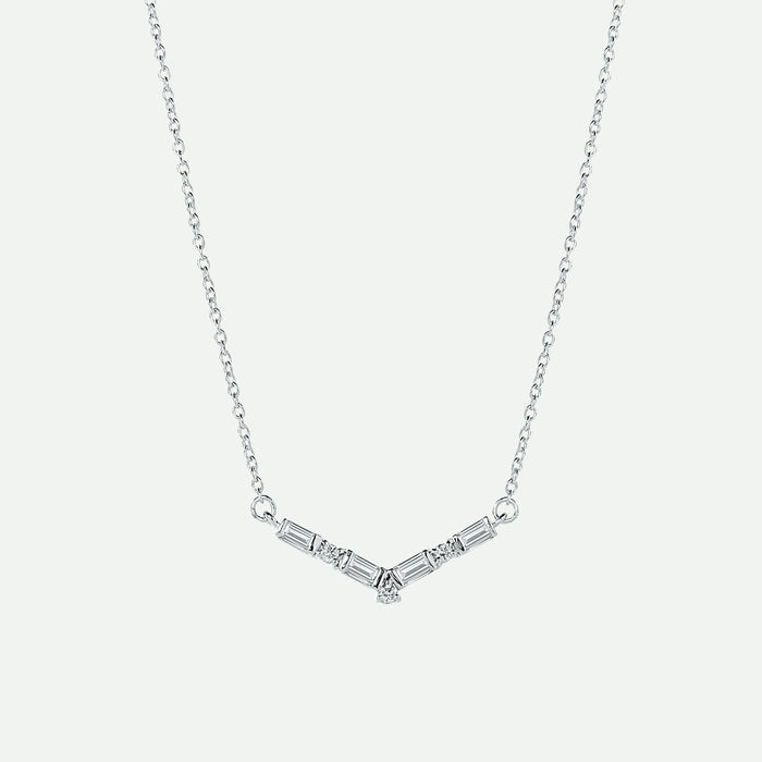 Nadia | 9ct White Gold 0.13ct tw Lab Grown Diamond Chevrone Necklace-0