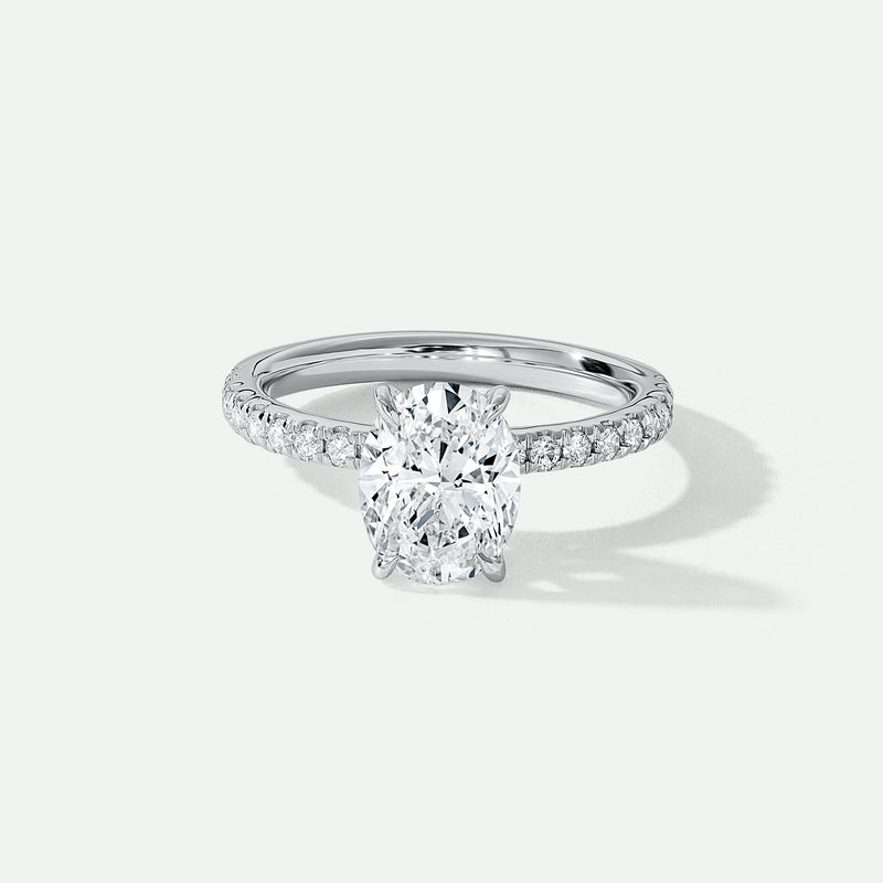 Naomi | Platinum 2.30ct tw Oval Lab Grown Diamond Ring Hidden Halo