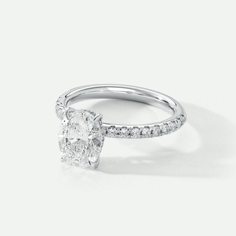 Naomi | Platinum 2.30ct tw Oval Lab Grown Diamond Ring Hidden Halo