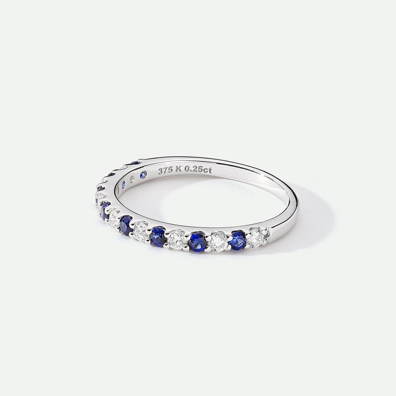 Odette | 9ct White Gold 0.25ct tw Lab Grown Diamond and Created Sapphire Eternity Ring
