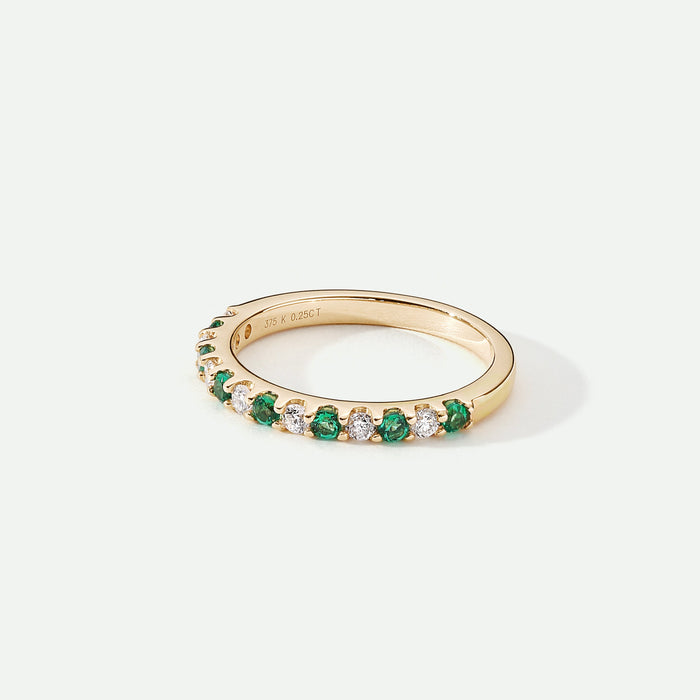 Odette | 9ct Yellow Gold 0.25ct tw Lab Grown Diamond and Created Emerald Eternity Ring-2