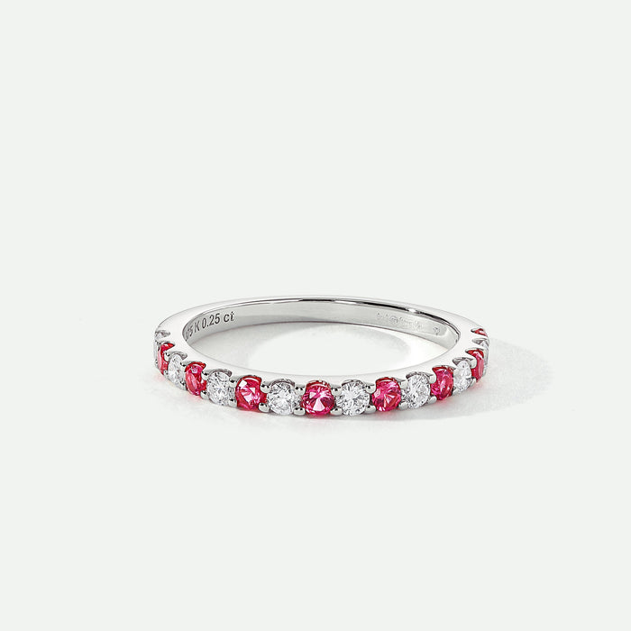 Odette | 9ct White Gold 0.25ct tw Lab Grown Diamond and Created Ruby Eternity Ring-0