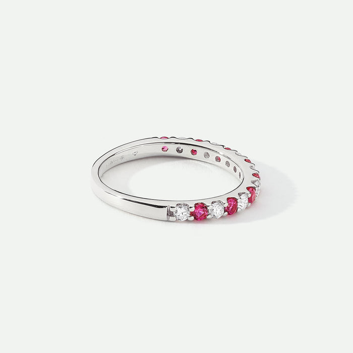 Odette | 9ct White Gold 0.25ct tw Lab Grown Diamond and Created Ruby Eternity Ring-3