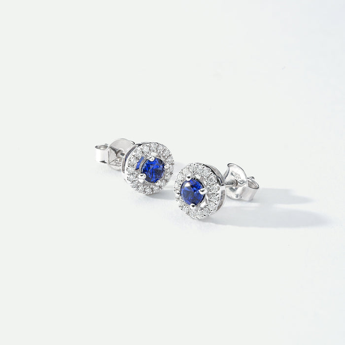 Orla | 9ct White Gold Lab Grown Diamond and Created Sapphire Earrings-3