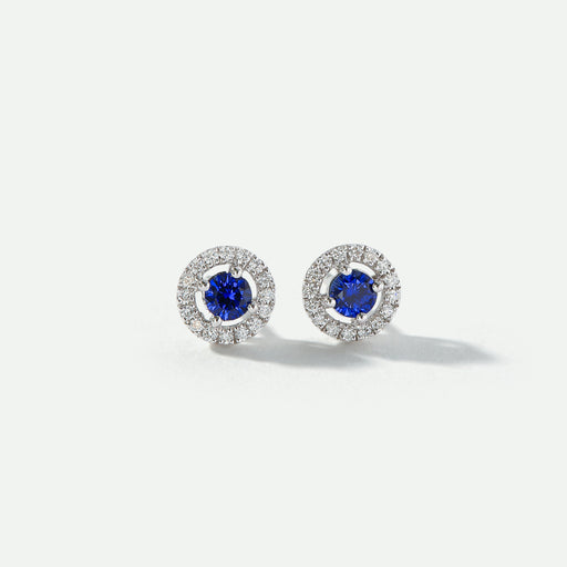 Orla | 9ct White Gold Lab Grown Diamond and Created Sapphire Earrings-0