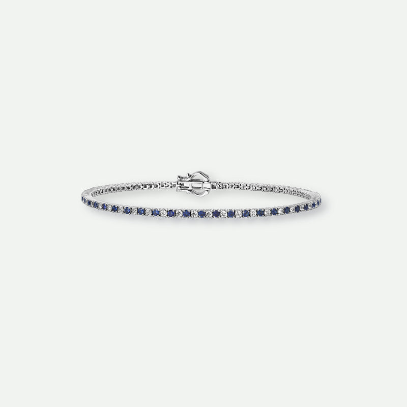 Penelope | 9ct White Gold Created Sapphire and Lab Grown Diamond Bracelet