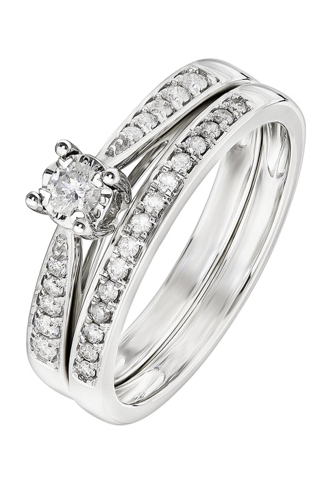 9ct White Gold 0.30ct Diamond Bridal Set Ring