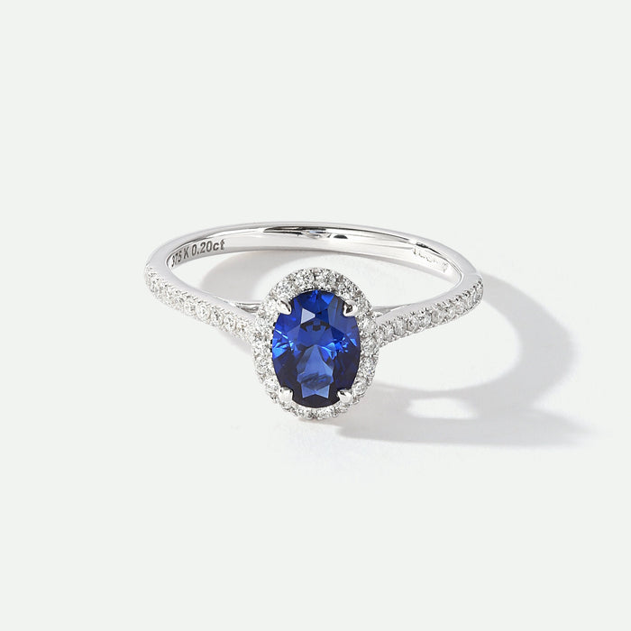 Rosalind | 9ct White Gold 0.20ct tw Lab Grown Diamond and Created Sapphire Ring-0