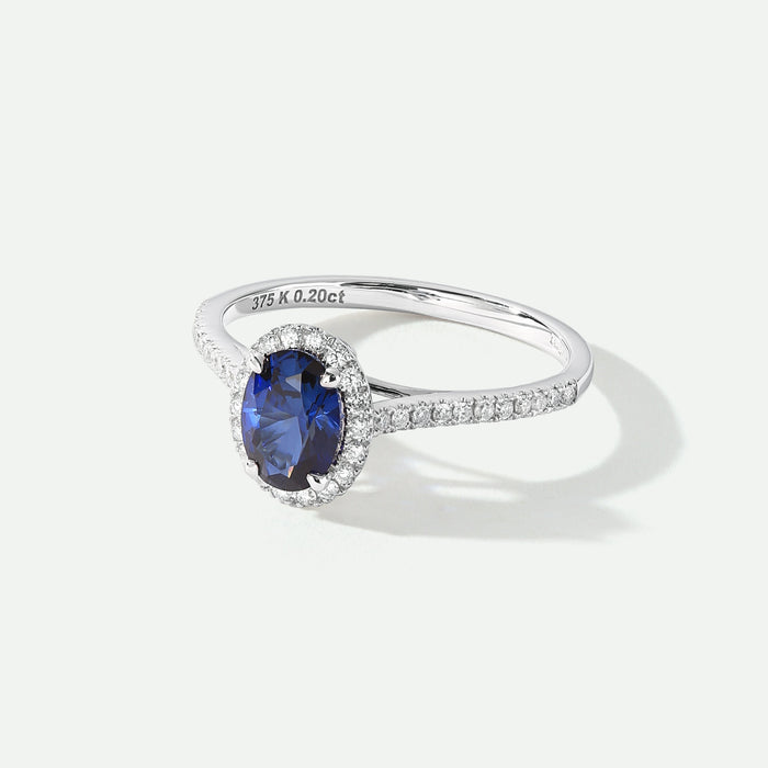 Rosalind | 9ct White Gold 0.20ct tw Lab Grown Diamond and Created Sapphire Ring-2