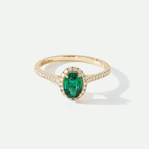 Rosalind | 9ct Yellow Gold 0.20ct tw Lab Grown Diamond and Created Emerald Ring-0