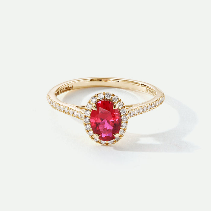 Rosalind | 9ct Yellow Gold 0.20ct tw Lab Grown Diamond and Created Ruby Ring-0