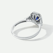 Vera - 18ct White Gold 0.12ct tw Lab Grown Diamond and Created Sapphire Vintage Ring - image 3