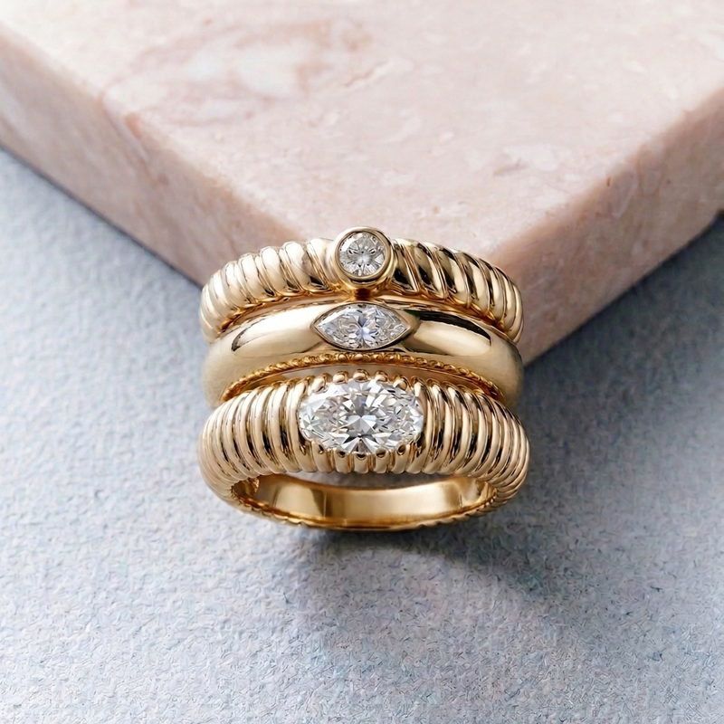 Zara | 9ct Yellow Gold 0.15ct tw. Lab Grown Diamond East-West Marquise Band Ring