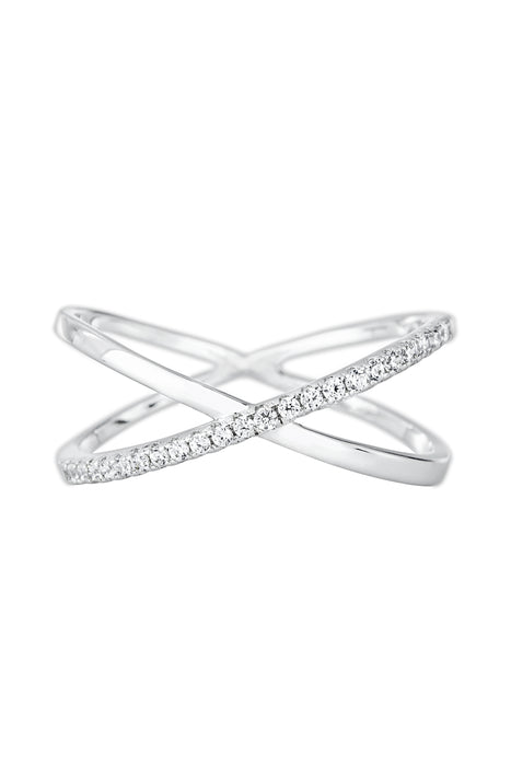 Sterling Silver Cubic Zirconia Crossover Ring