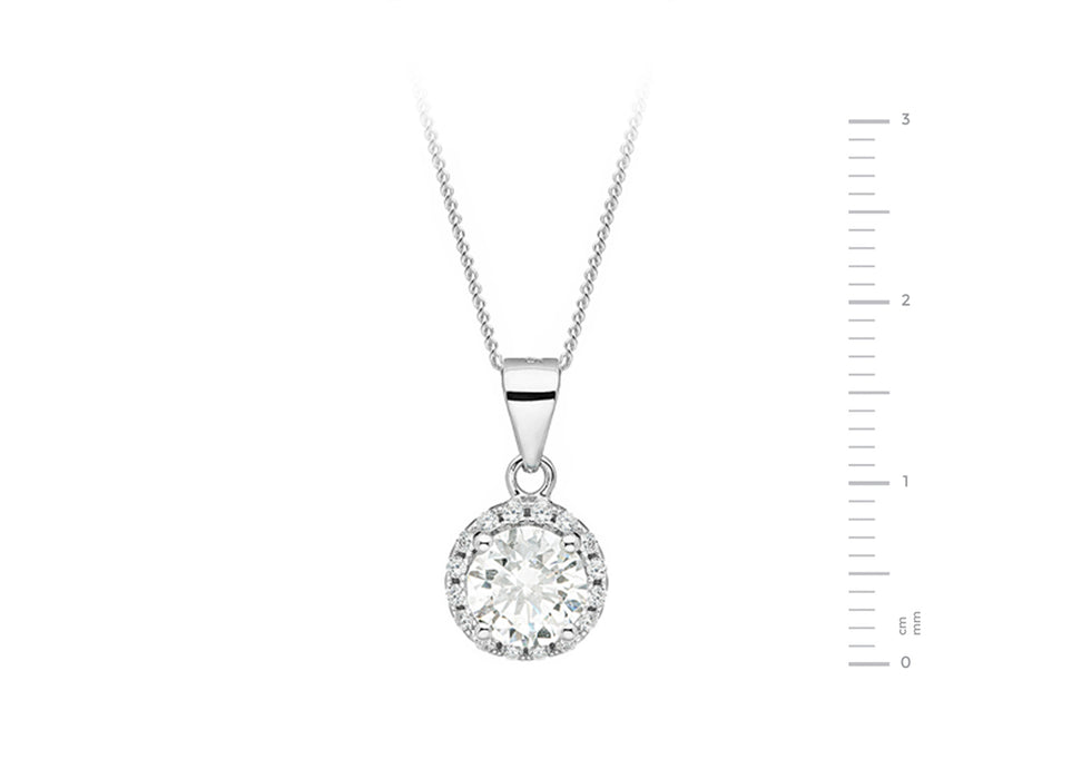 Sterling Silver  "Thank You" Greeting Card Cubic Zirconia Halo Pendant Necklace