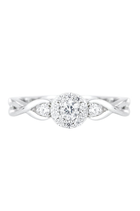 9ct White Gold 0.16ct Diamond Round Infinity Ring