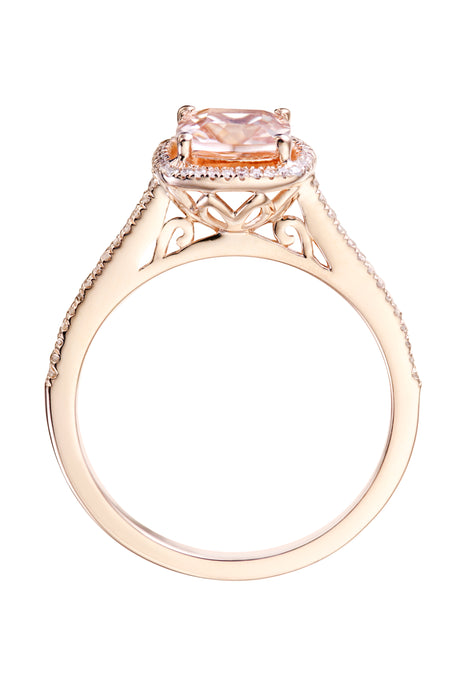 9ct Rose Gold Morganite and 0.12ct Diamond Ring